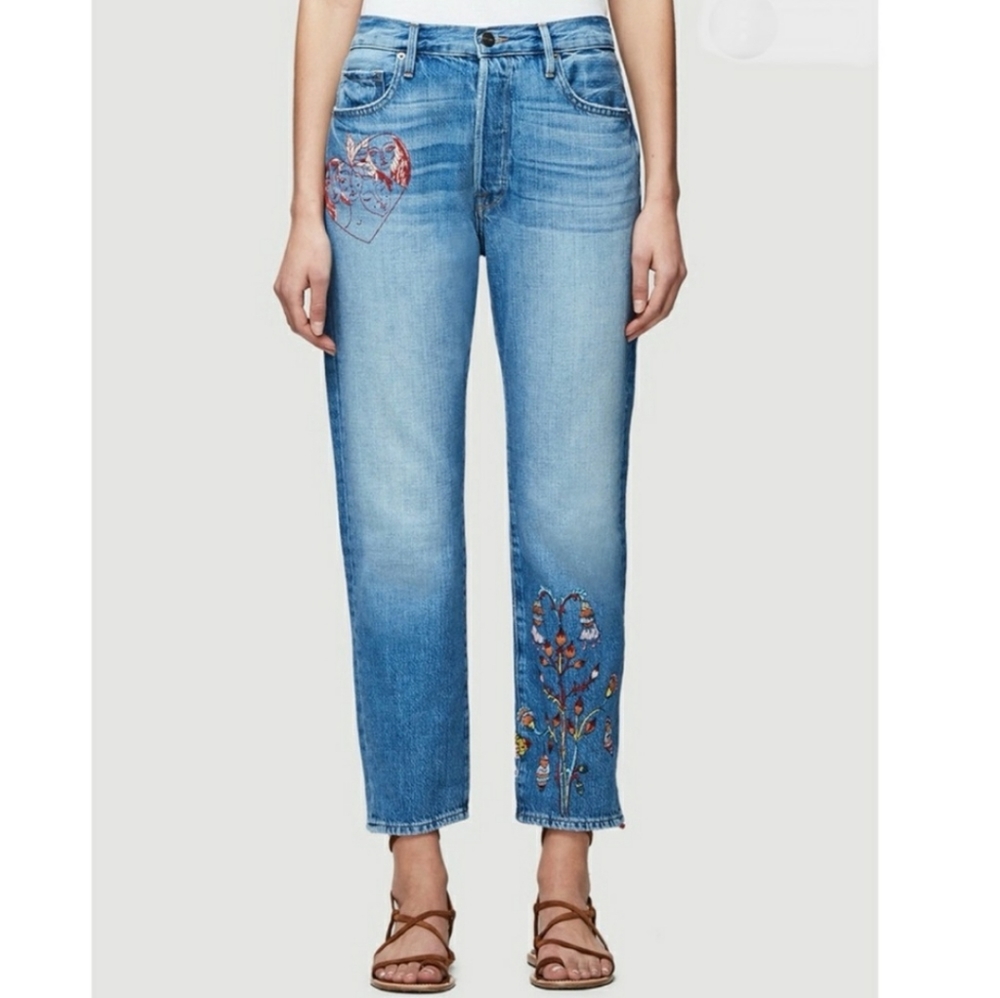 FRAME Sasha P Le Original Jeans in Williamsburg Embroidered Boyfriend Jeans 26